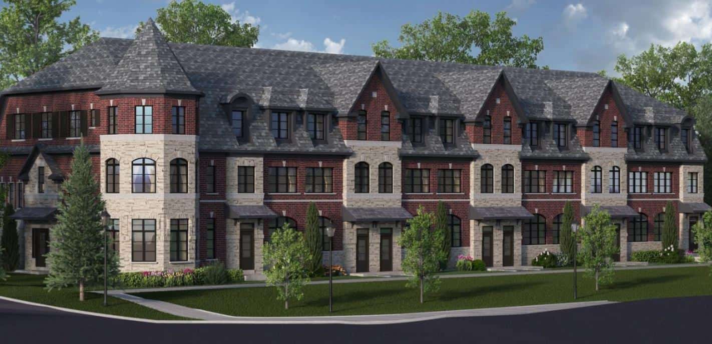 Exterior rendering of Tyandaga Heights on the Park Townhomes.