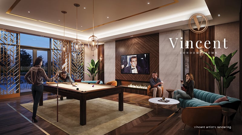 Rendering of Vincent Condos billiards room