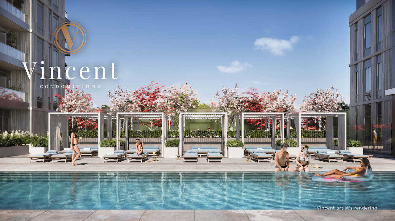 Rendering of Vincent Condos outdoor pool