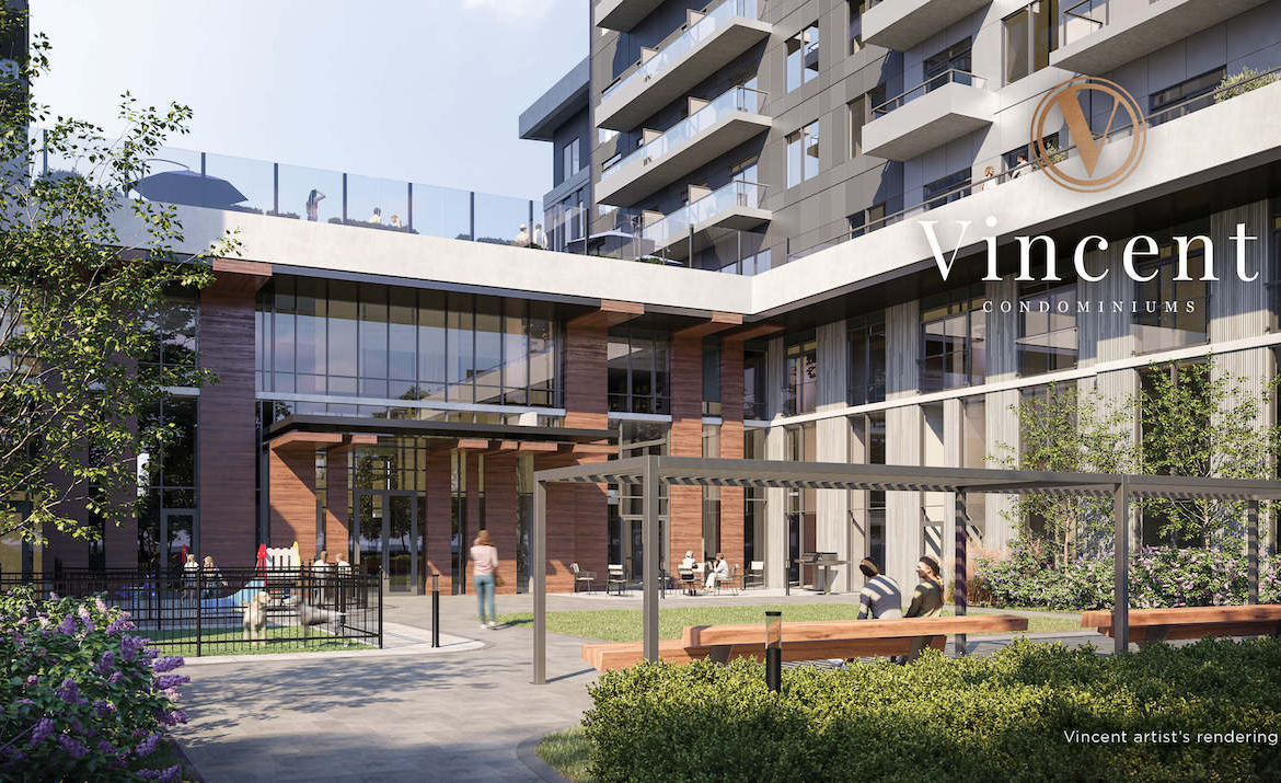 Rendering of Vincent Condos exterior courtyard