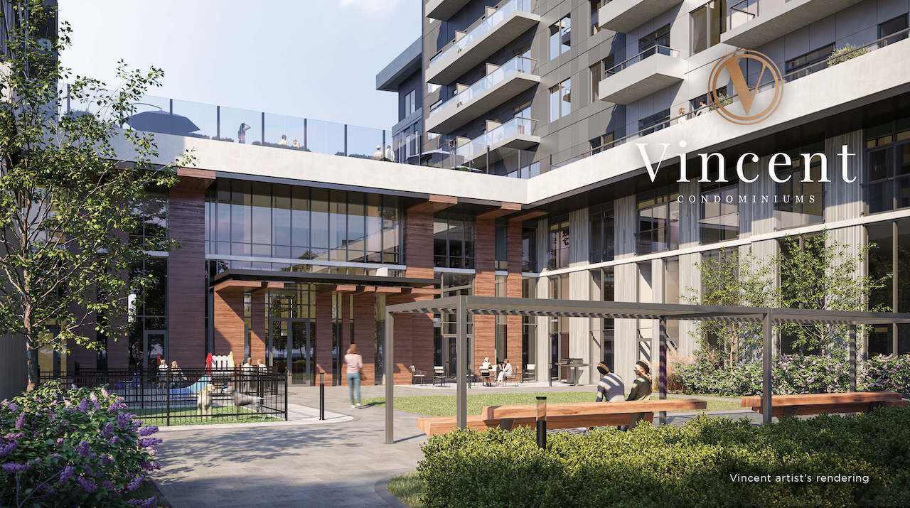 Rendering of Vincent Condos exterior courtyard
