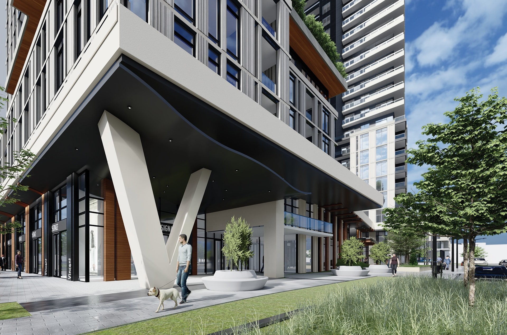 Rendering of Vincent Condos exterior.
