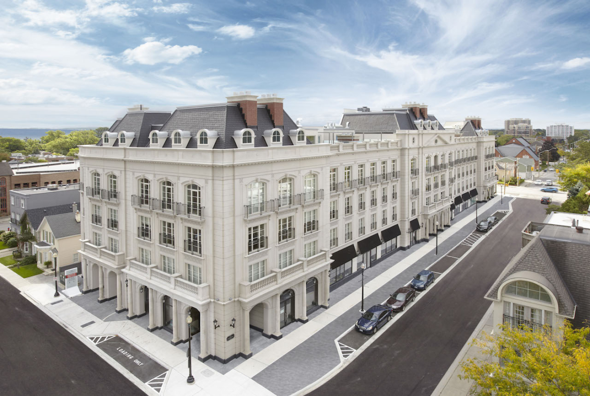 Exterior rendering of The Randall Residences during the day.