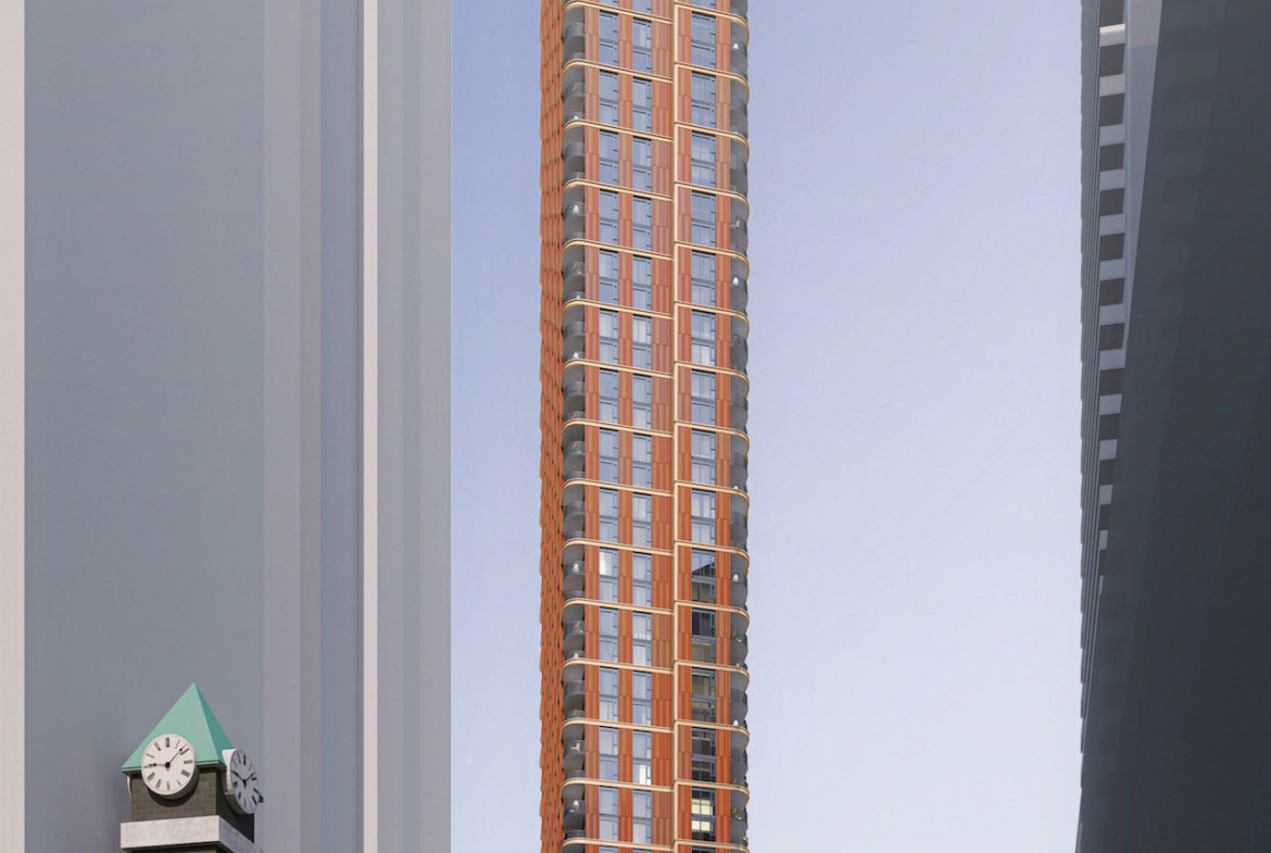 Rendering of 510 Yonge Condos exterior full-view.