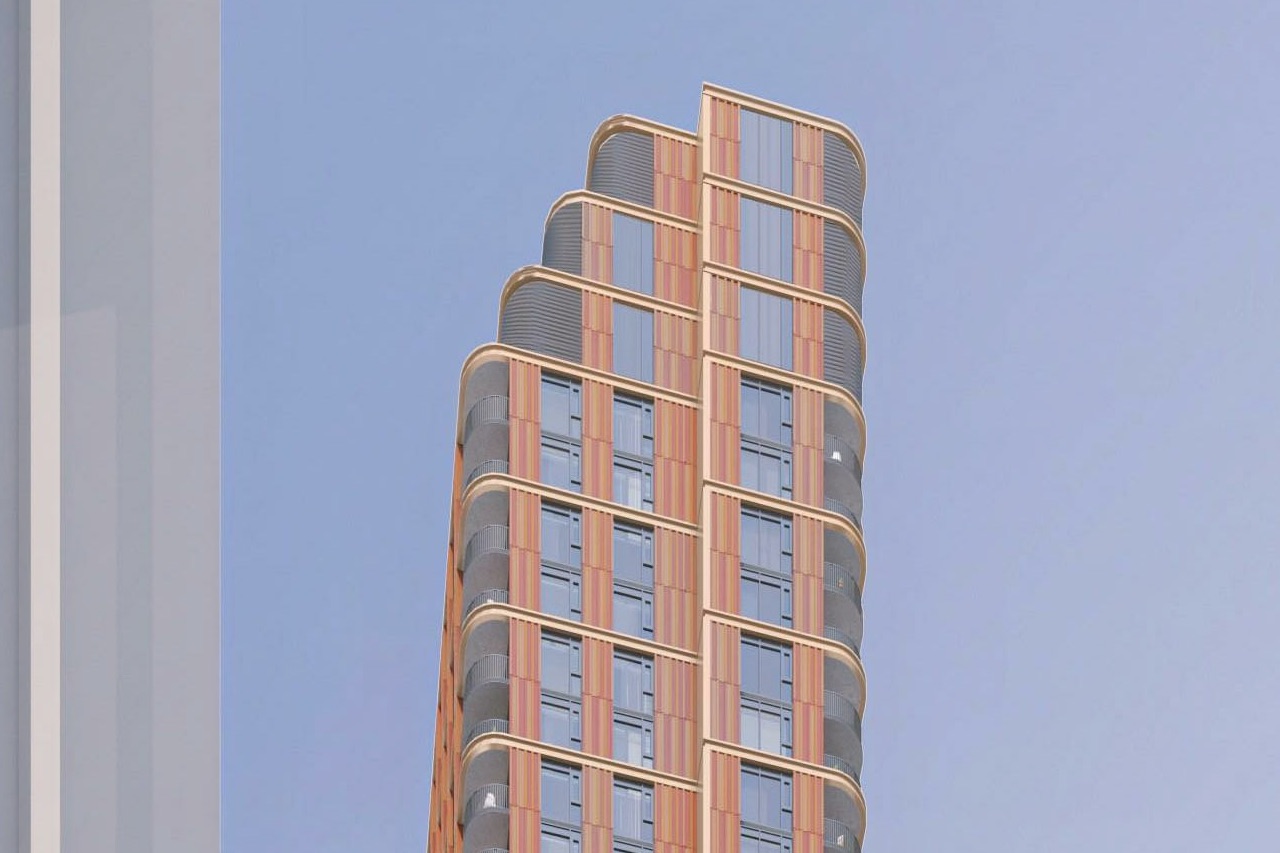 Rendering of 510 Yonge Condos exterior top.