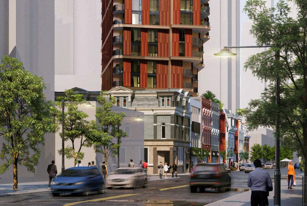 Rendering of 510 Yonge Condos exterior bottom.