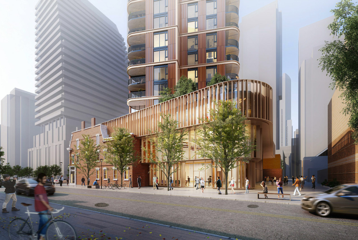 Rendering of 510 Yonge Condos exterior street access retail.
