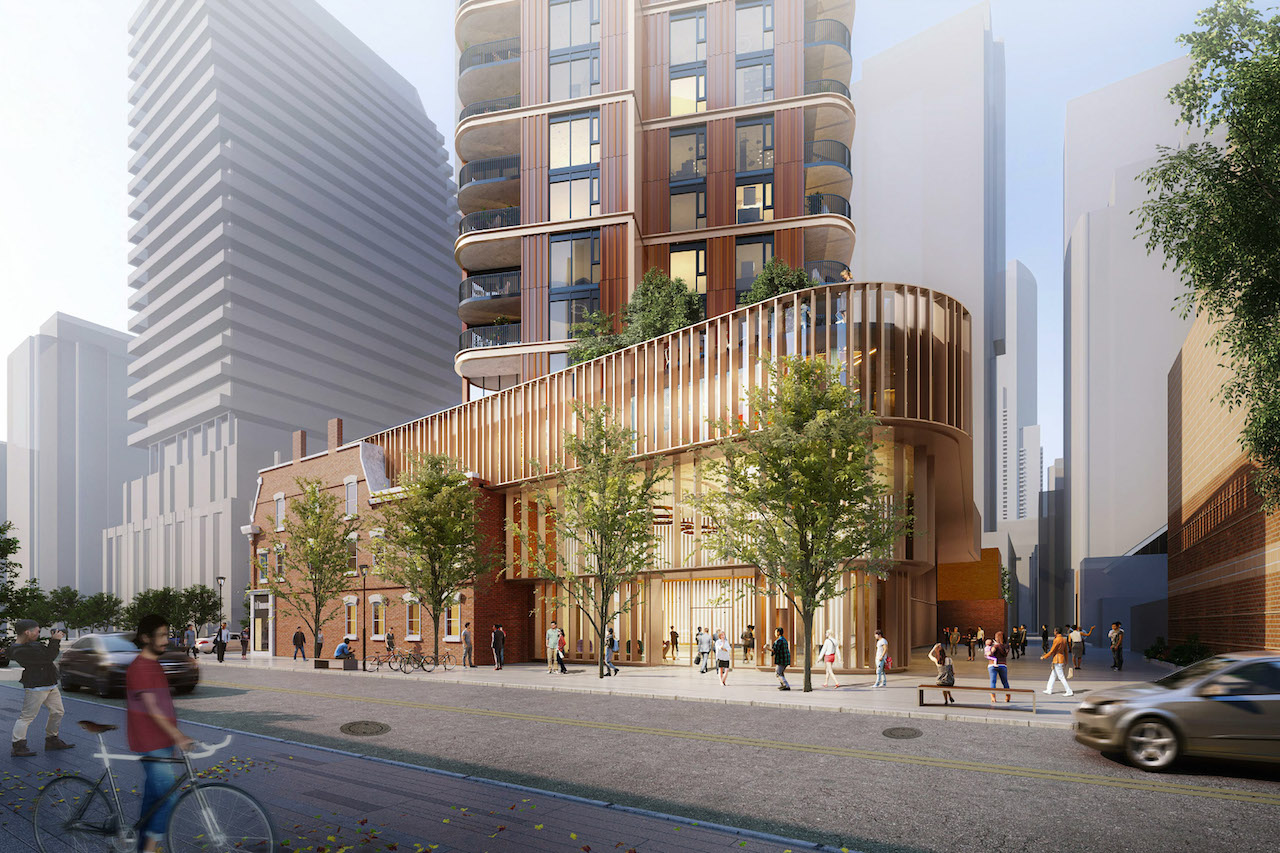 Rendering of 510 Yonge Condos exterior street access retail.