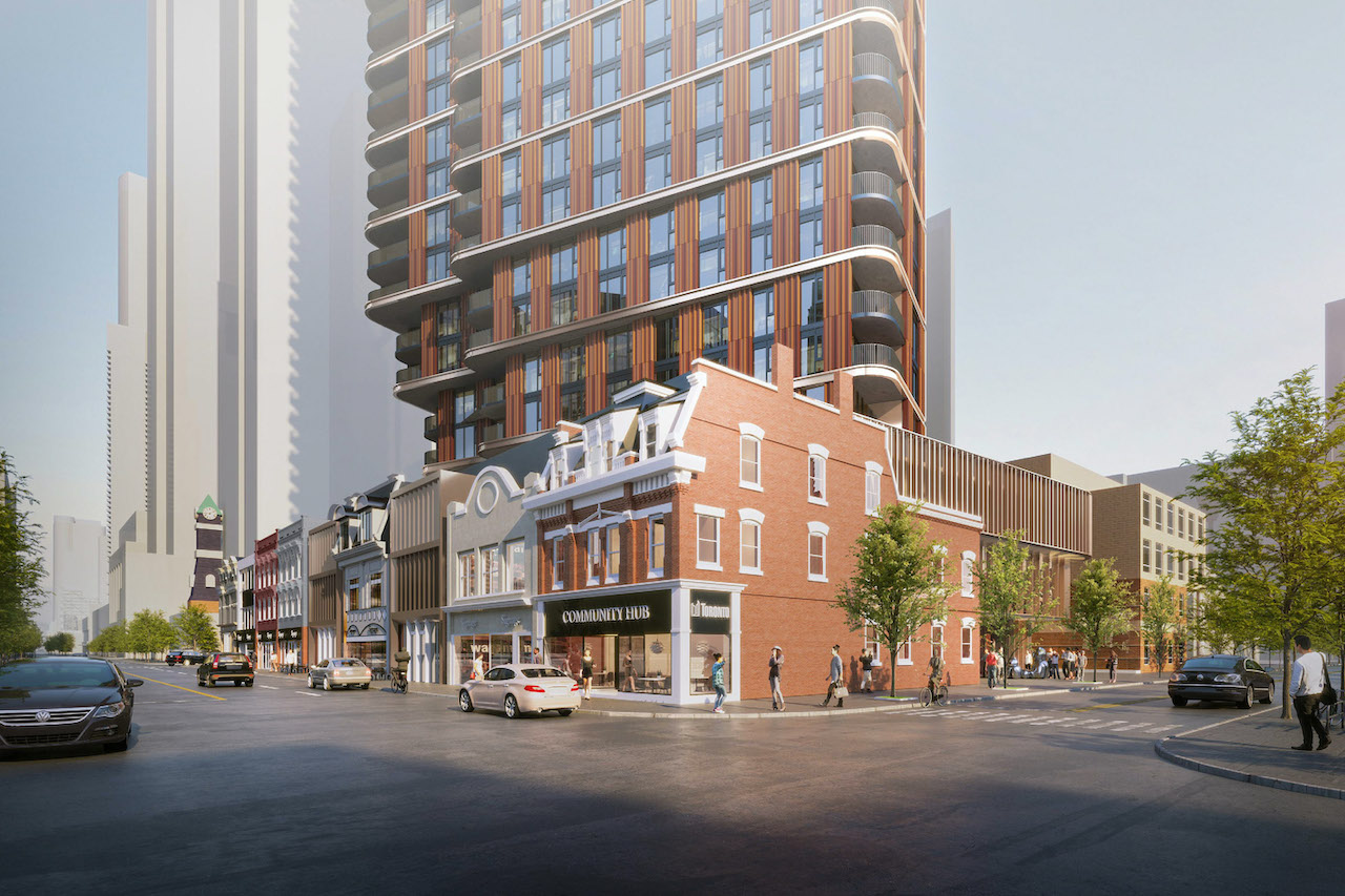 Rendering of 510 Yonge Condos exterior street level.