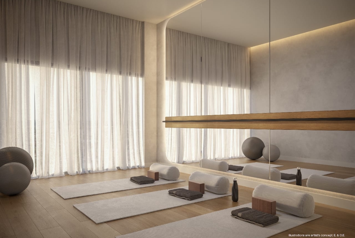 Rendering of Akra Living Condos yoga studio