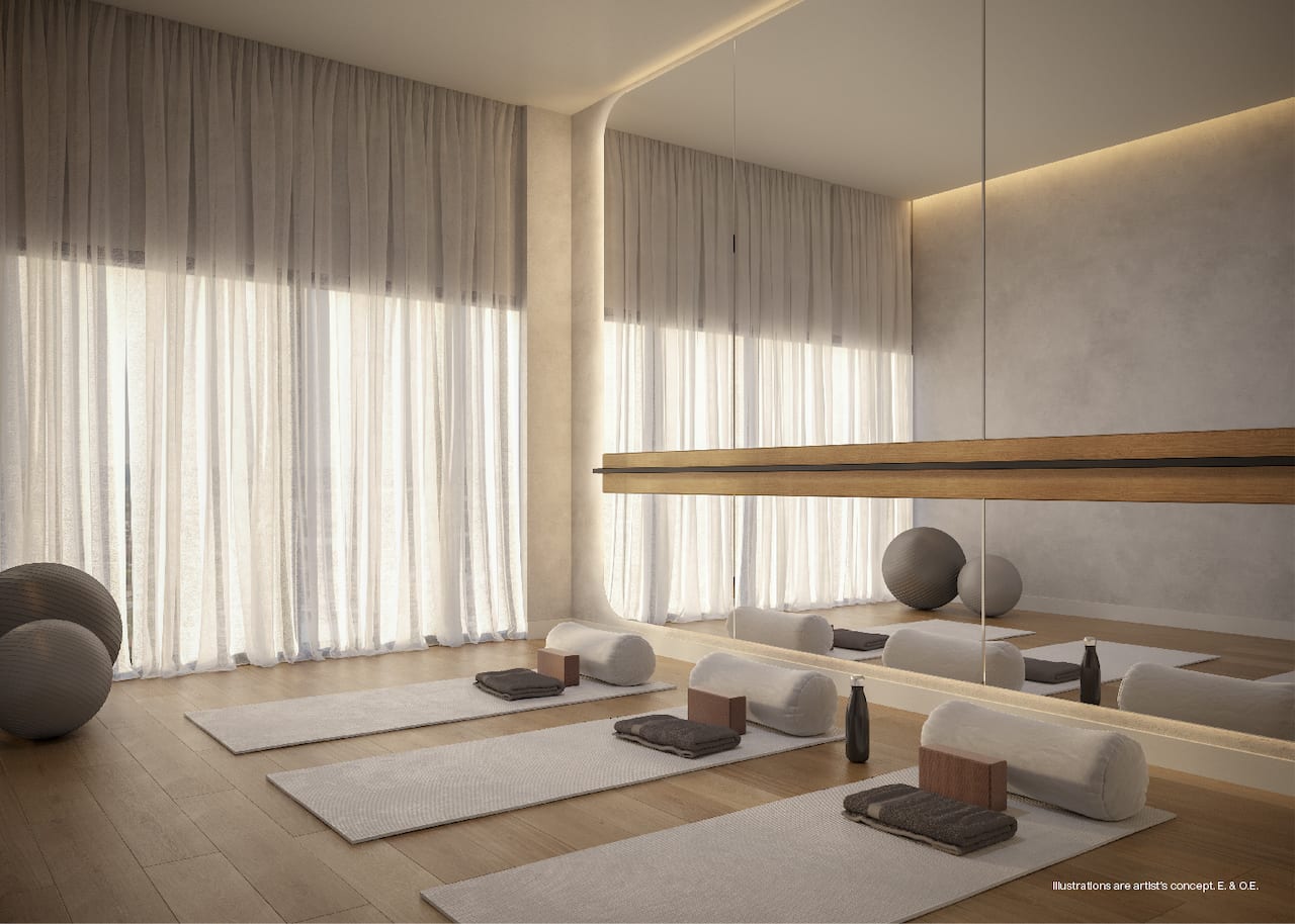 Rendering of Akra Living Condos yoga studio