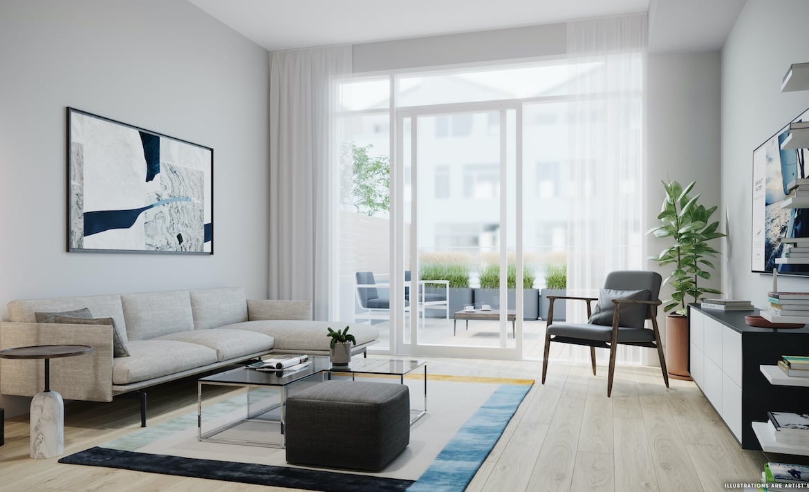 Rendering of Brightwater Towns interior living room