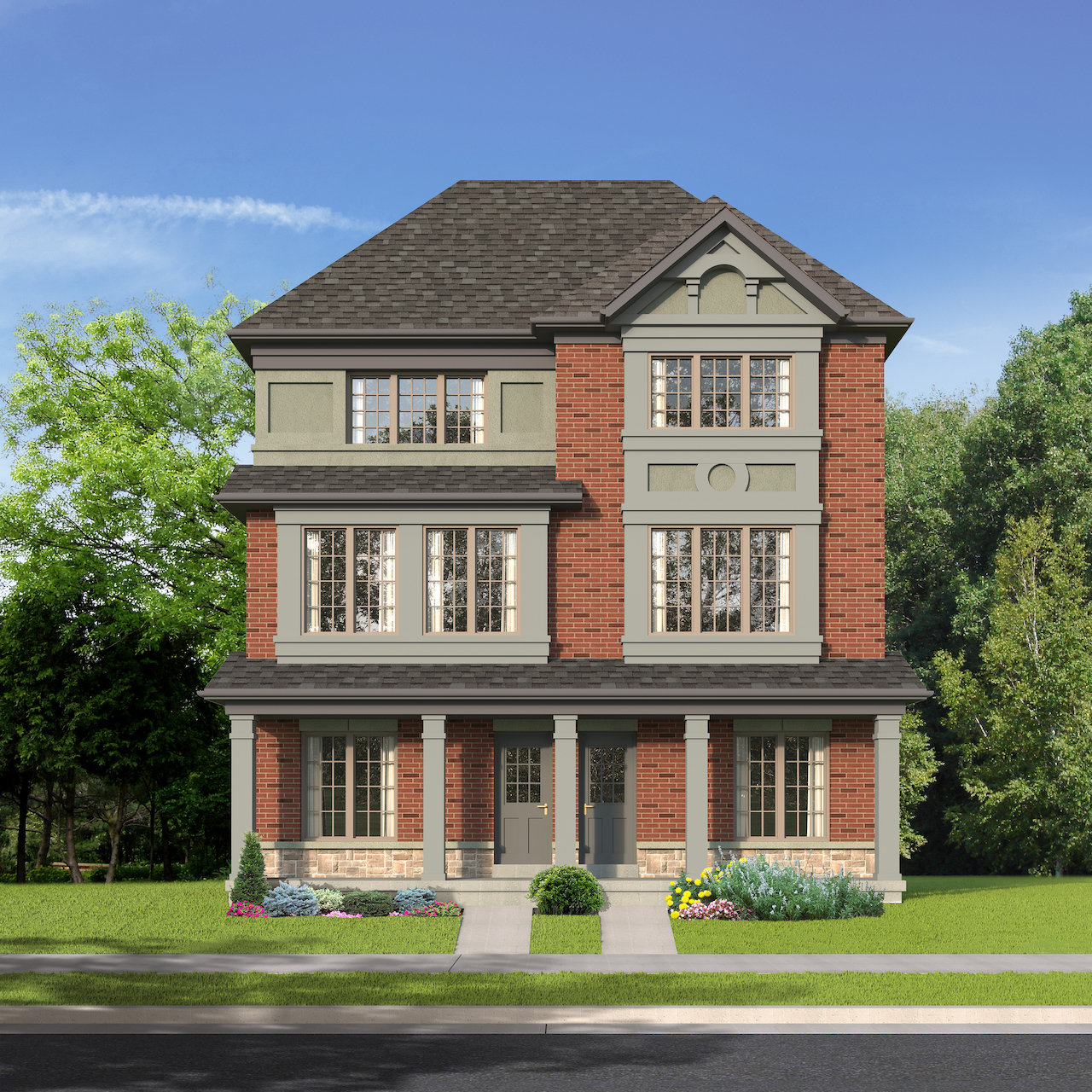 Exterior rendering of The Village at Highland Creek Semis 11-12