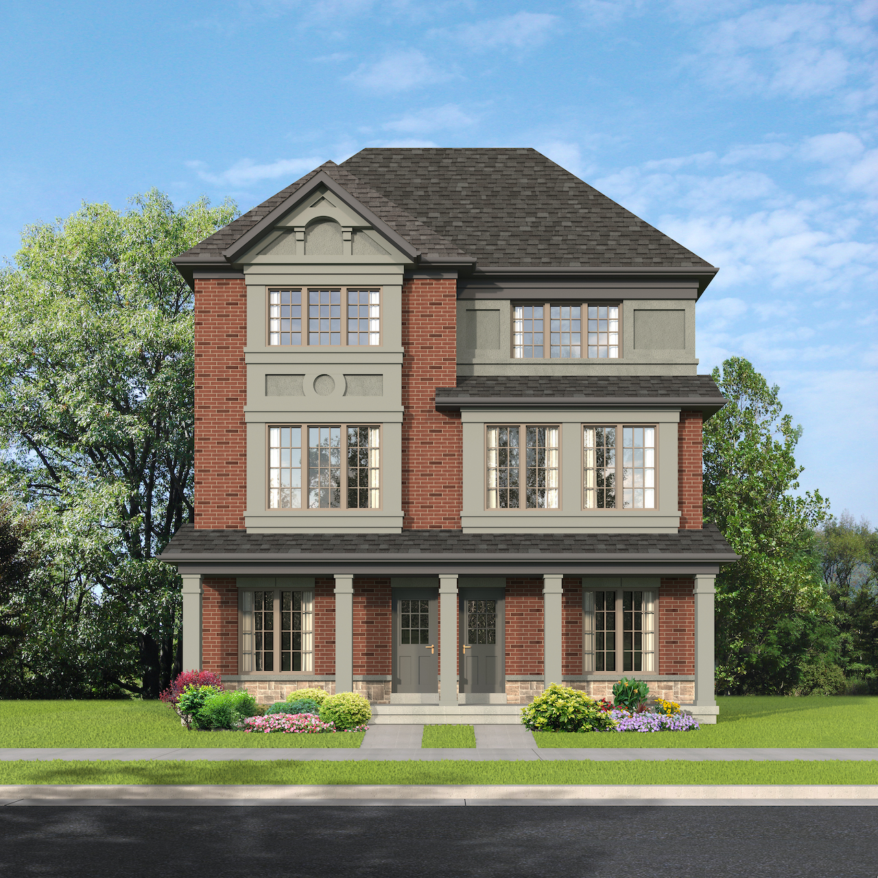 Exterior rendering of The Village at Highland Creek Semis 15-16