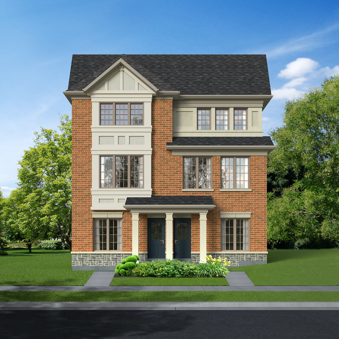 Exterior rendering of The Village at Highland Creek Semis 17-18