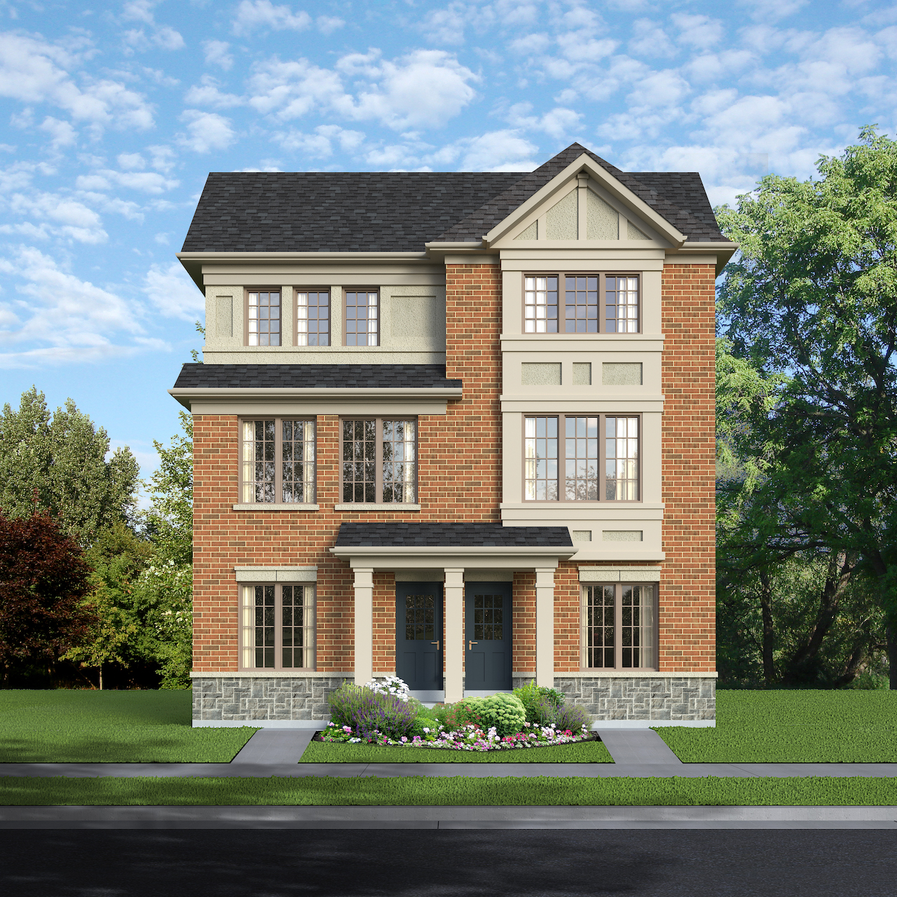 Exterior rendering of The Village at Highland Creek Semis 9-10