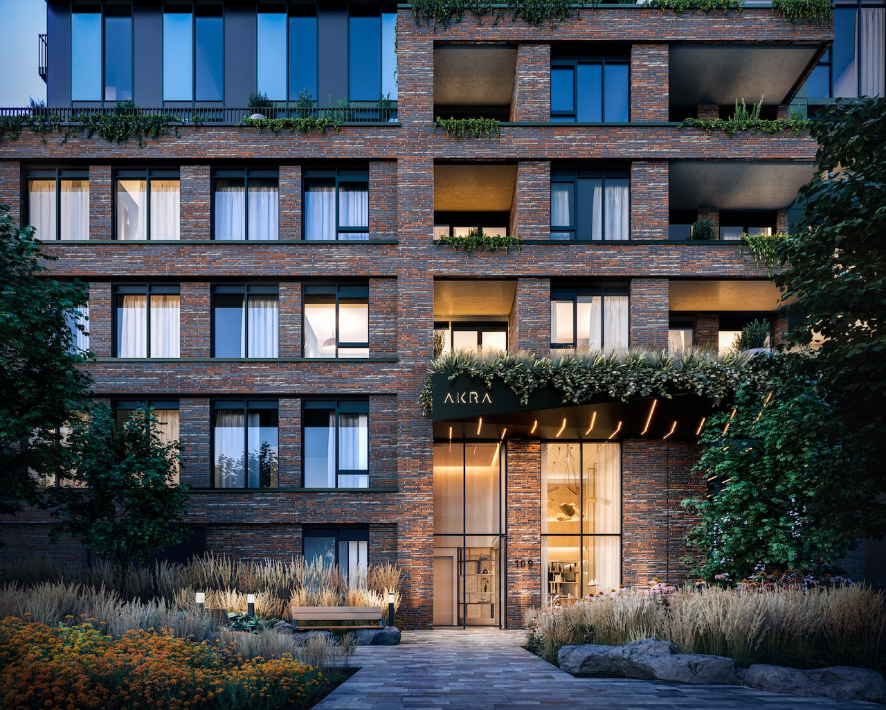 Rendering of Akra Living exterior entrance