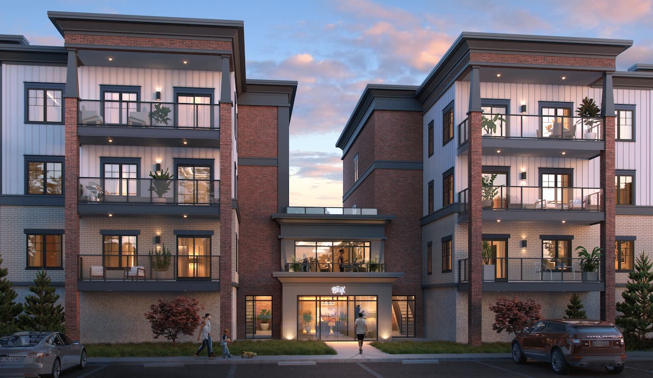 Rendering of The Brix Condos exterior entrance