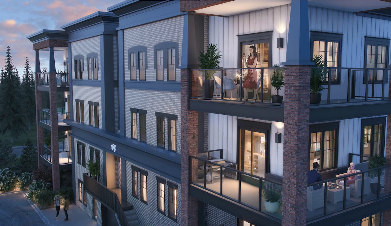 Rendering of The Brix Condos exterior balcony