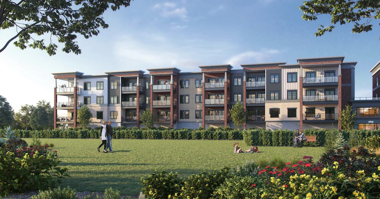 Rendering of The Brix Condos exterior during the day