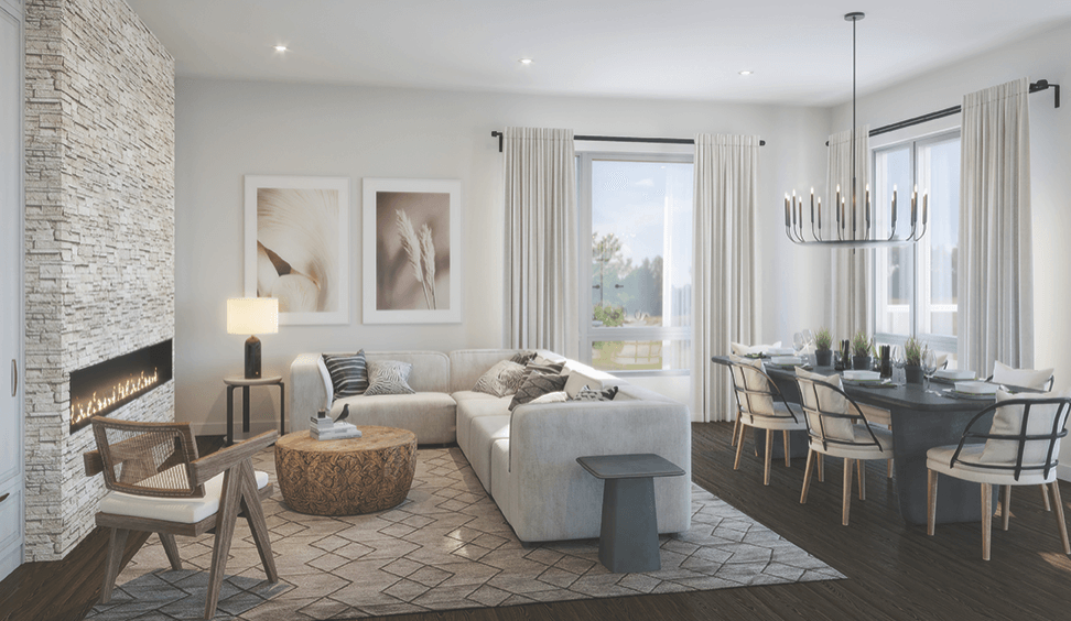 Interior rendering of The Summit Towns contemporary interior.