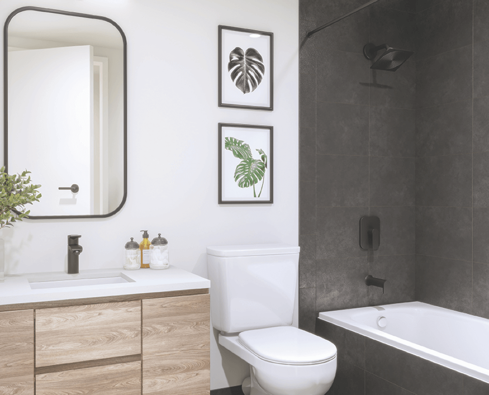 Interior rendering of The Summit Towns modern bathroom.