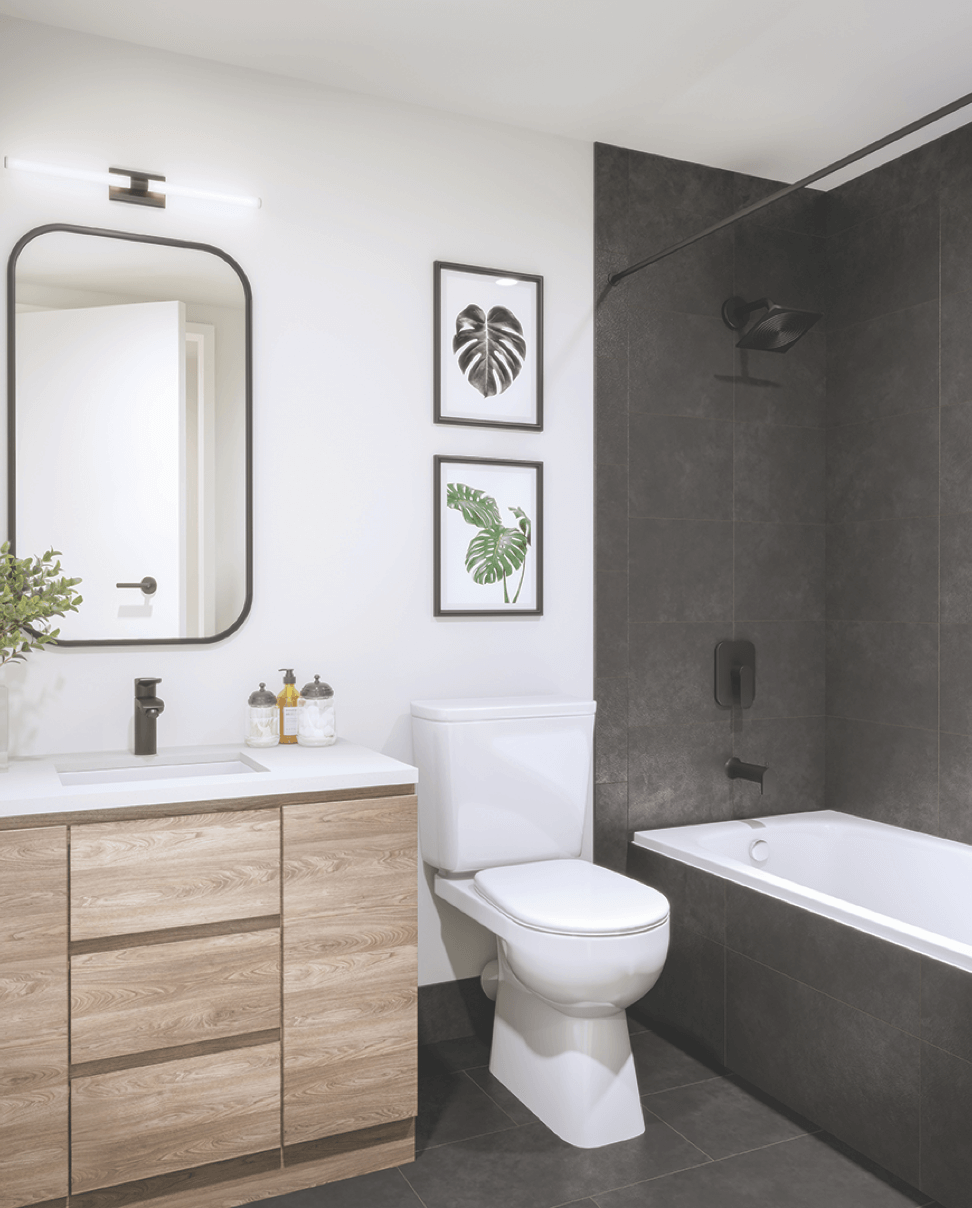 Interior rendering of The Summit Towns modern bathroom.