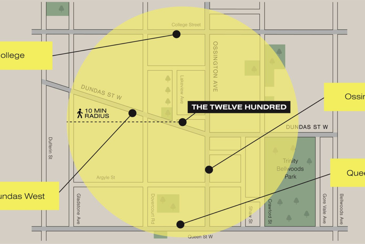 Map of The Twelve Hundred Condos in Toronto