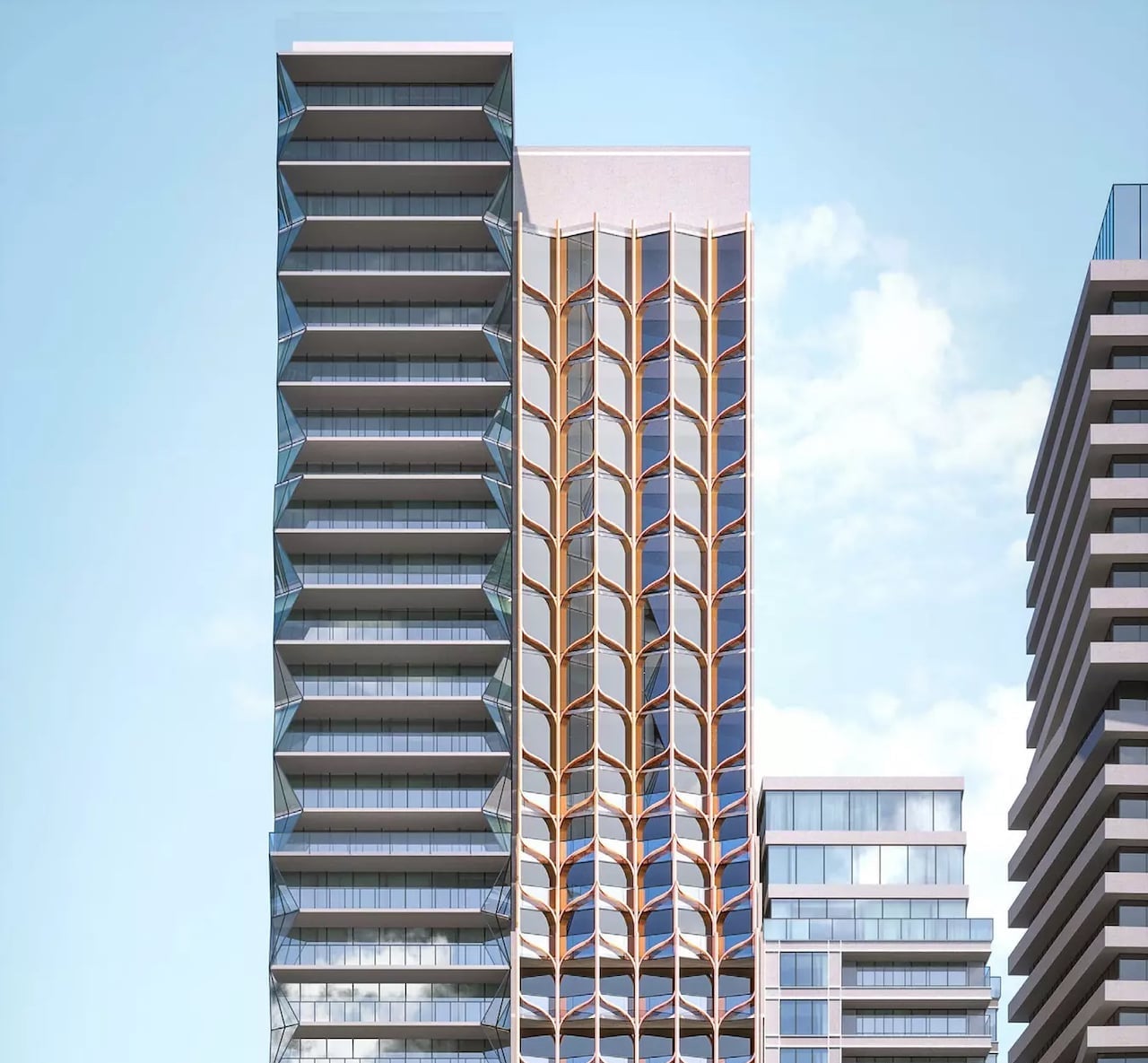 Exterior rendering of 208 Bloor Street West Condos tower top half