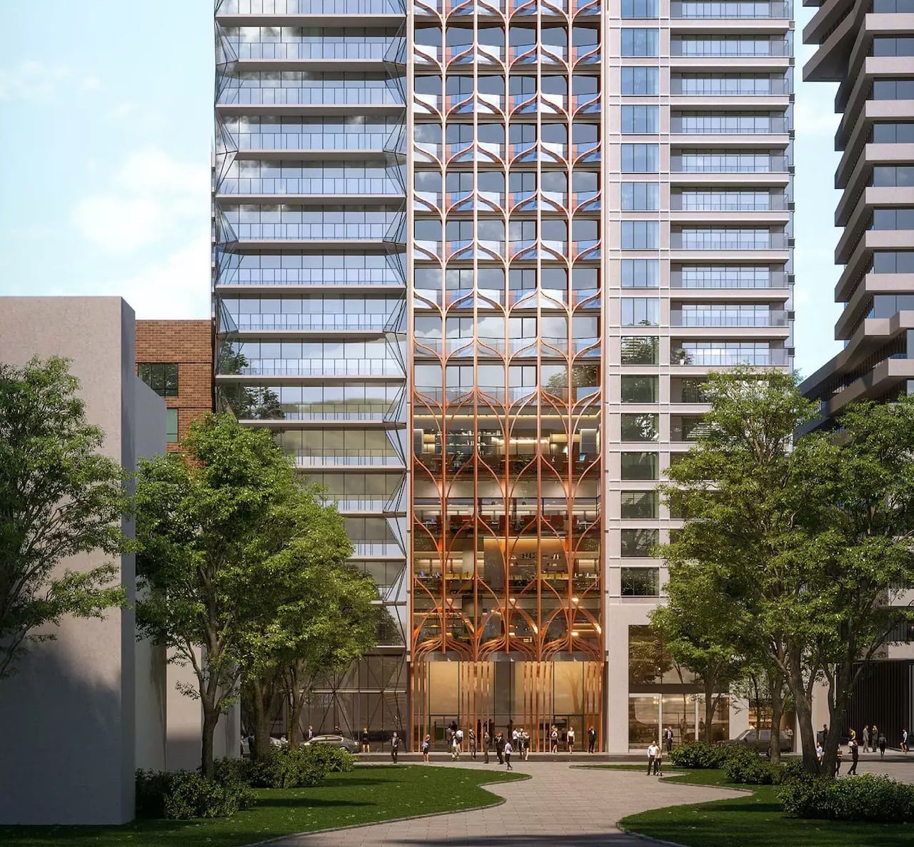 Exterior rendering of 208 Bloor Street West Condos tower bottom half