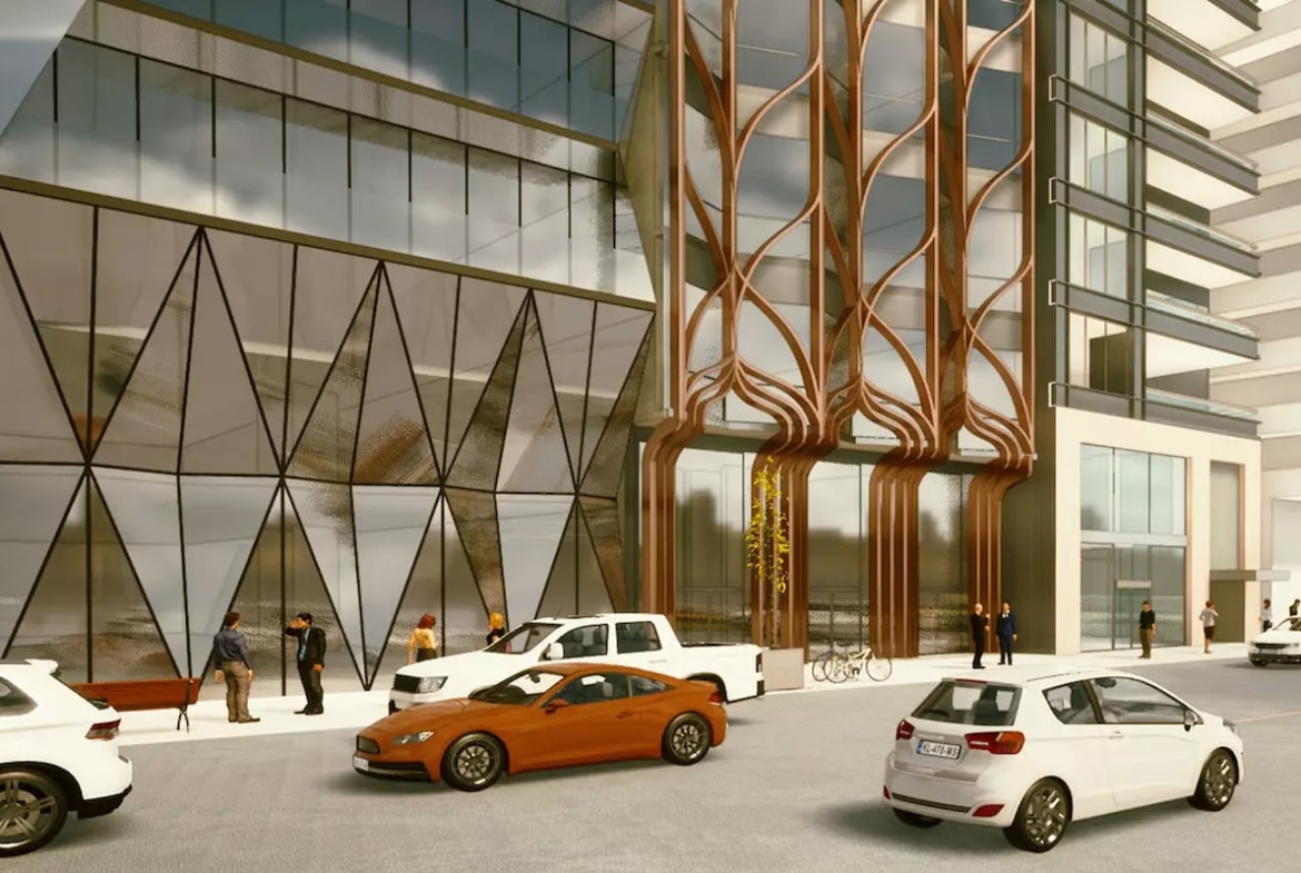 Exterior rendering of 208 Bloor Street West Condos streetscape