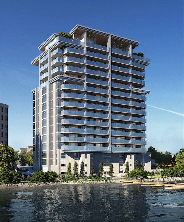 Exterior rendering of 217 Dunlop Condos on Lake Simcoe