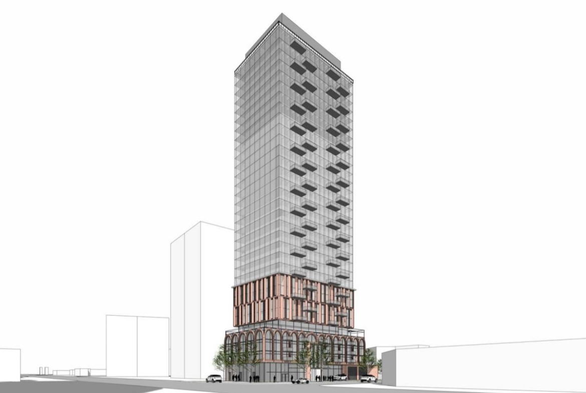 Exterior rendering of 2444 Hurontario Street Condos full view