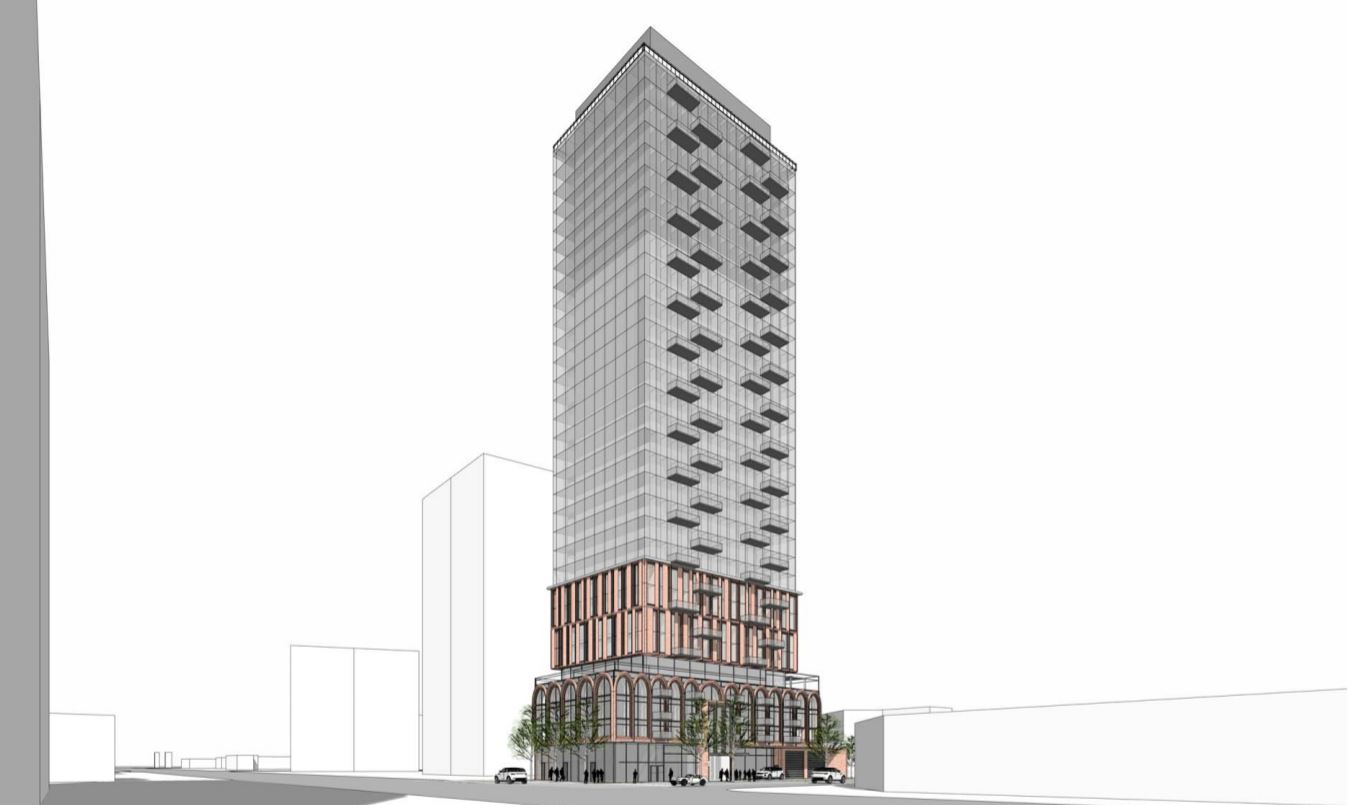 Exterior rendering of 2444 Hurontario Street Condos full view