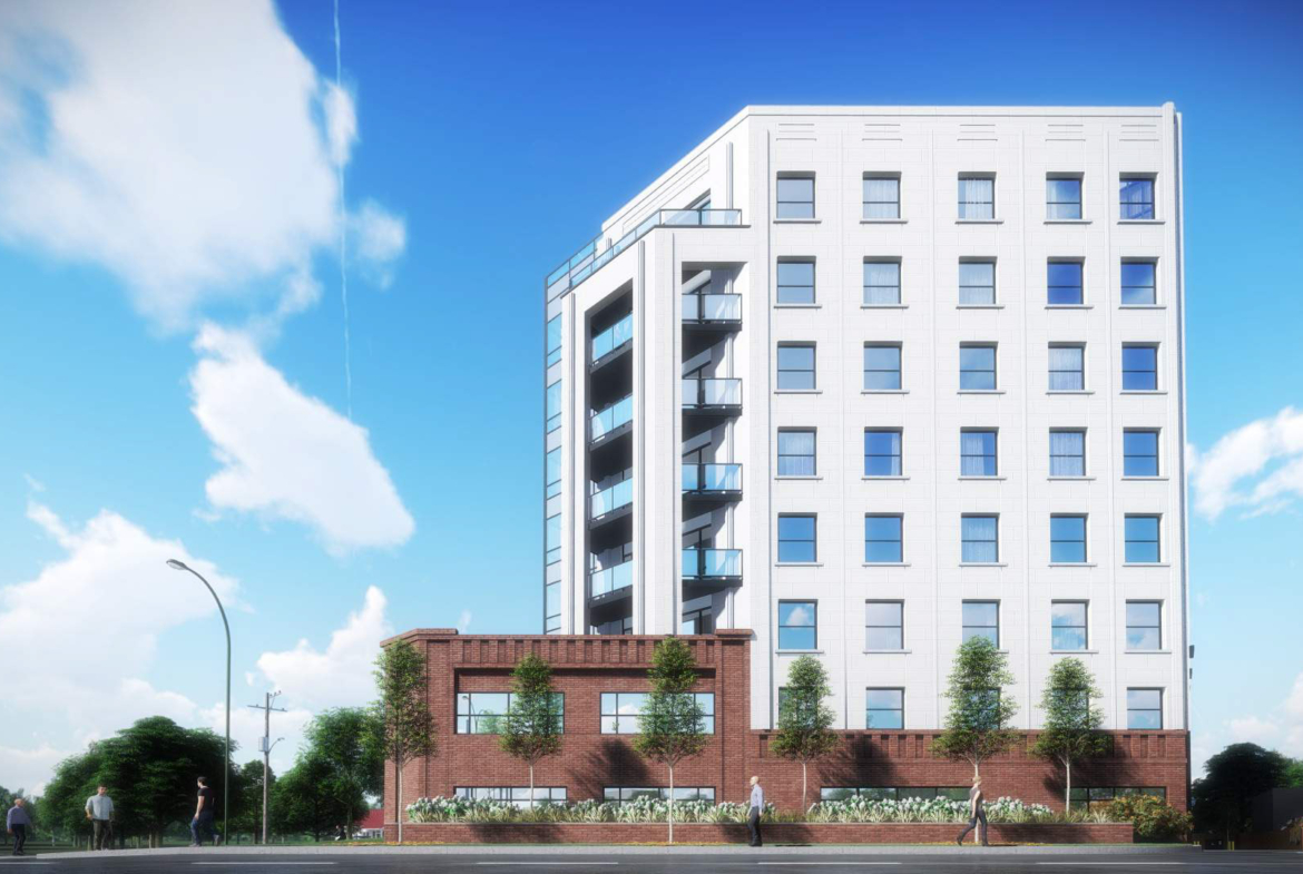 Exterior rendering of 4151 Kingston Road Condos building