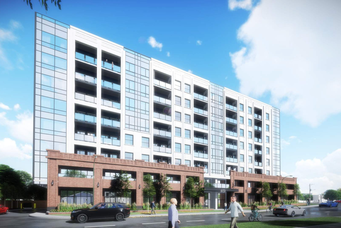 Exterior rendering of 4151 Kingston Road Condos side view
