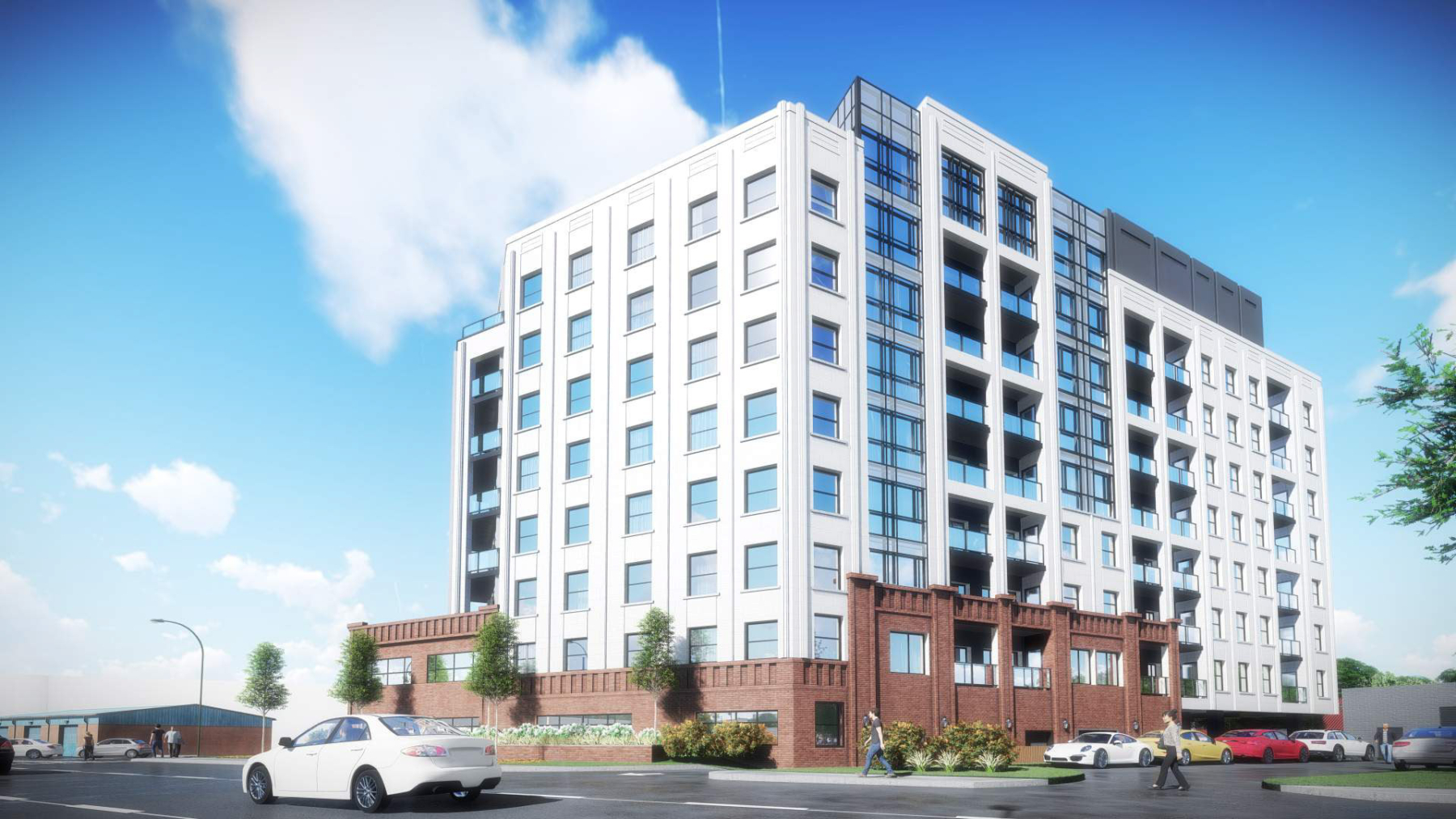 Exterior rendering of 4151 Kingston Road Condos side