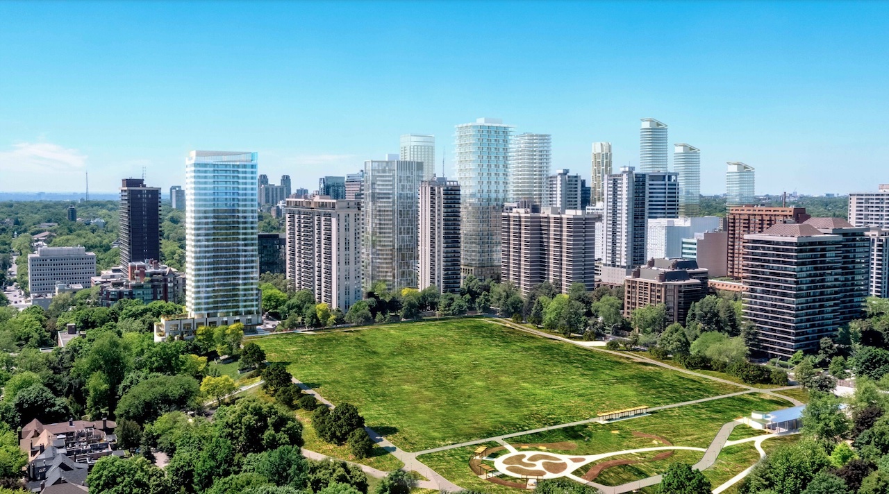Rendering of 49 Jackes Avenue Condos park view aerial