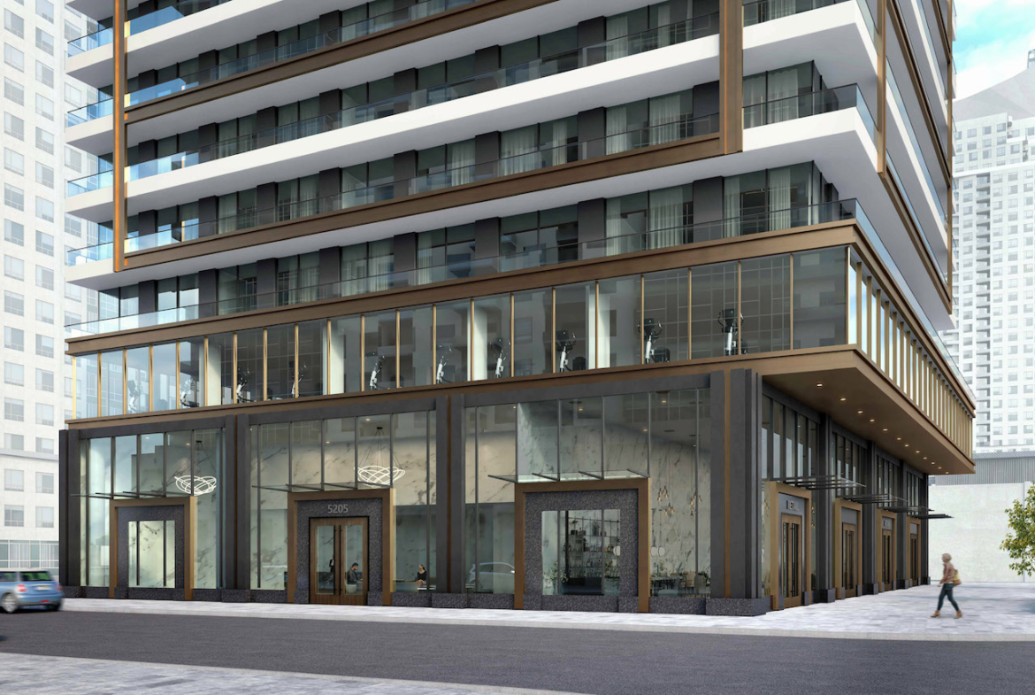 Rendering of 5205 Yonge Condos exterior podium view
