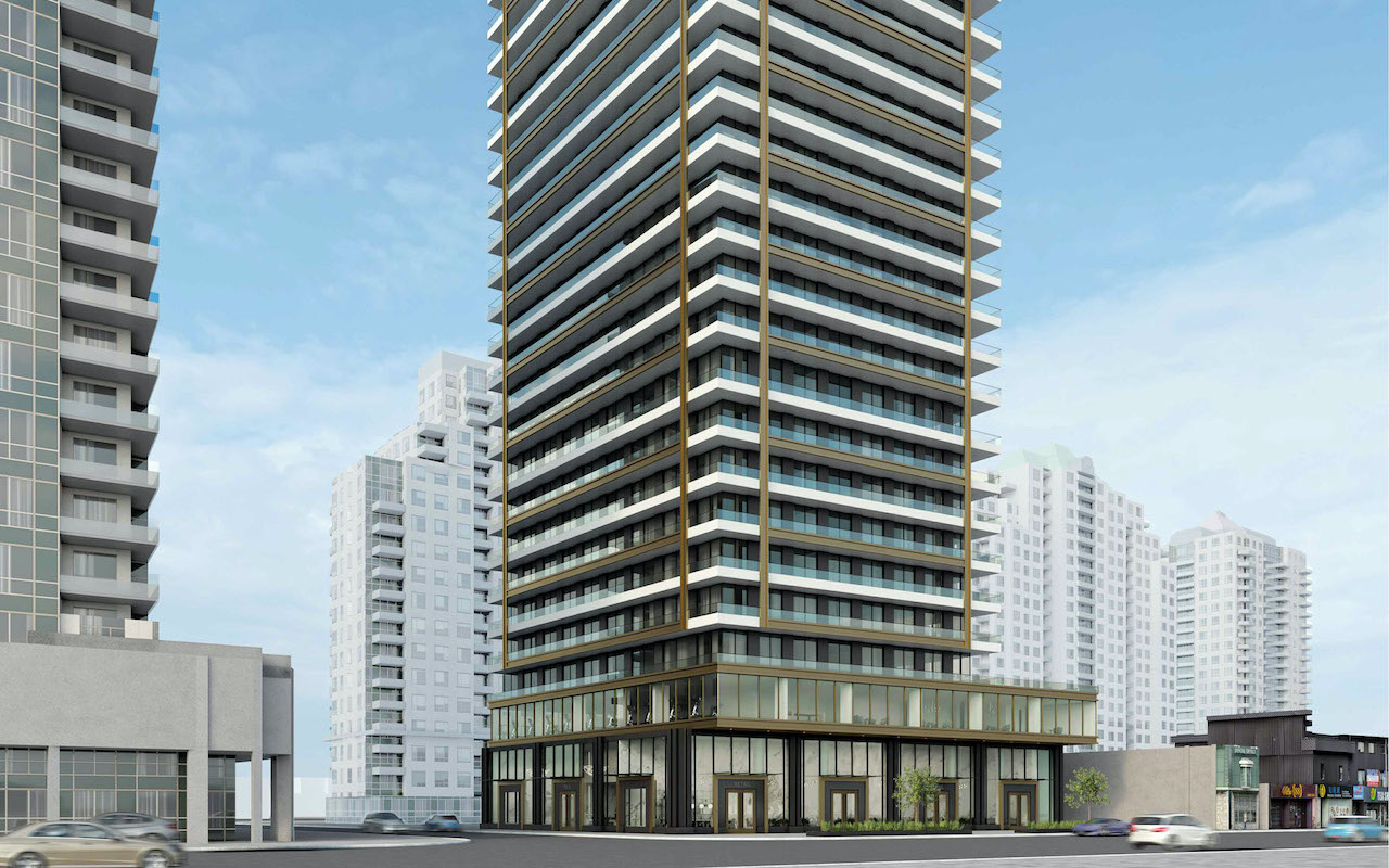 Rendering of 5205 Yonge Condos exterior lower half