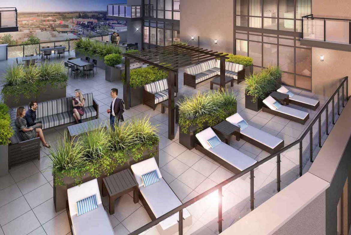 Exterior rendering of MODO Condos terrace