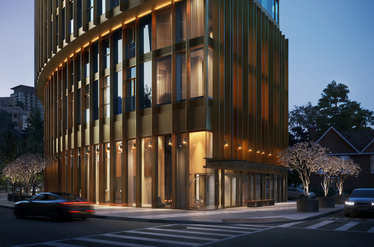 Rendering of Park Road Condos exterior entrance