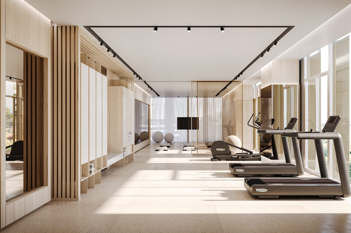 Rendering of Park Road Condos fitness studio