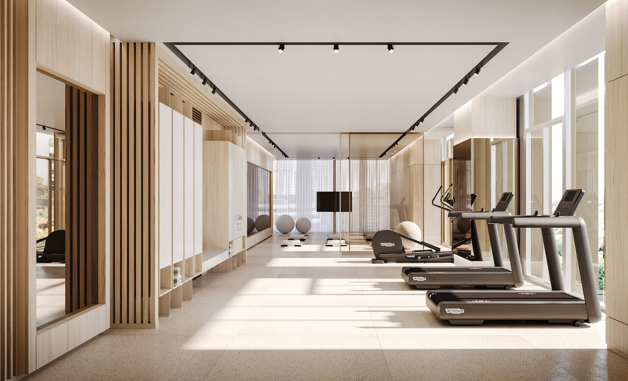 Rendering of Park Road Condos fitness studio