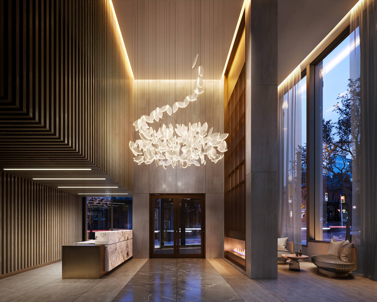 Rendering of Park Road Condos lobby