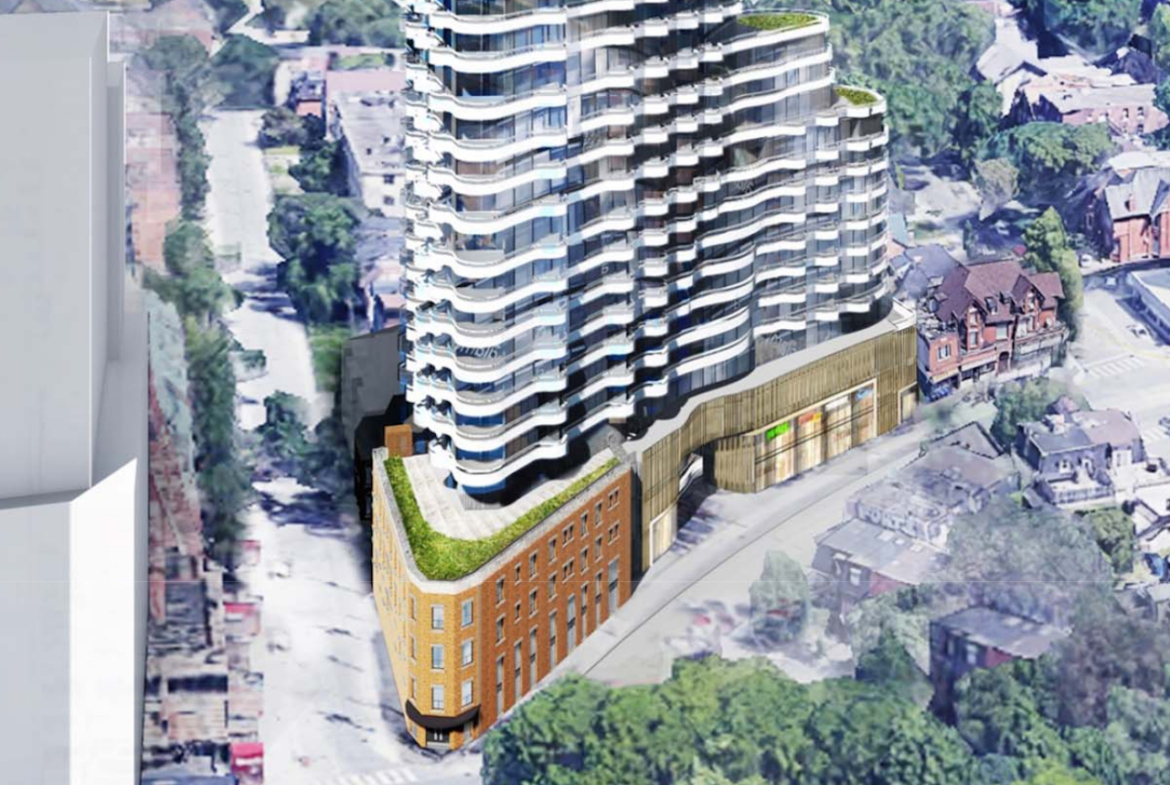 Condo rendering of Filmores Hotel Redevelopment podium view exterior