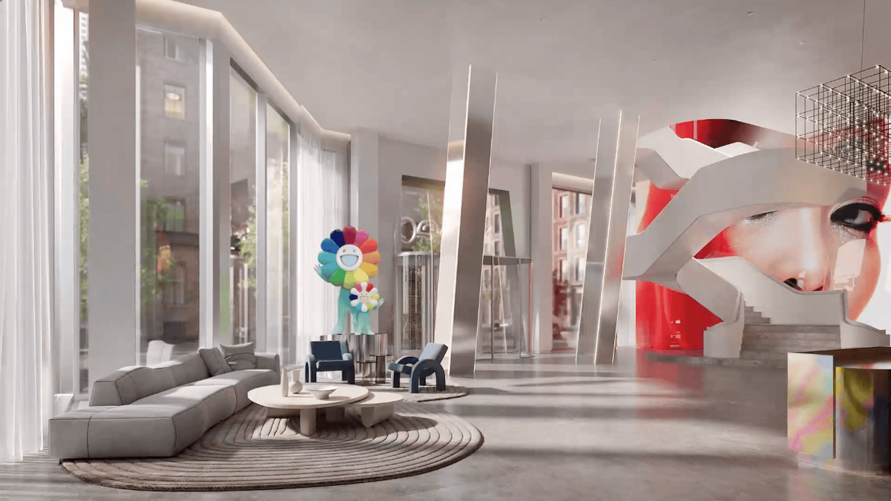 Freed Hotel and Residences lobby with art
