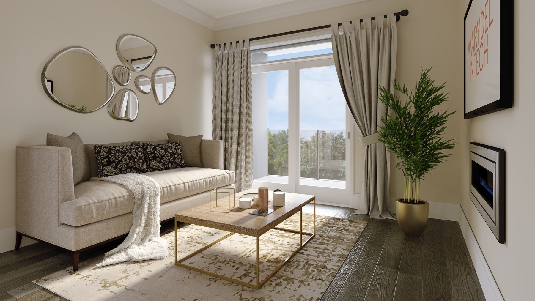 Rendering of Montebello Condos interior living room