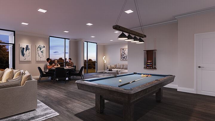 Rendering of Montebello Condos games room