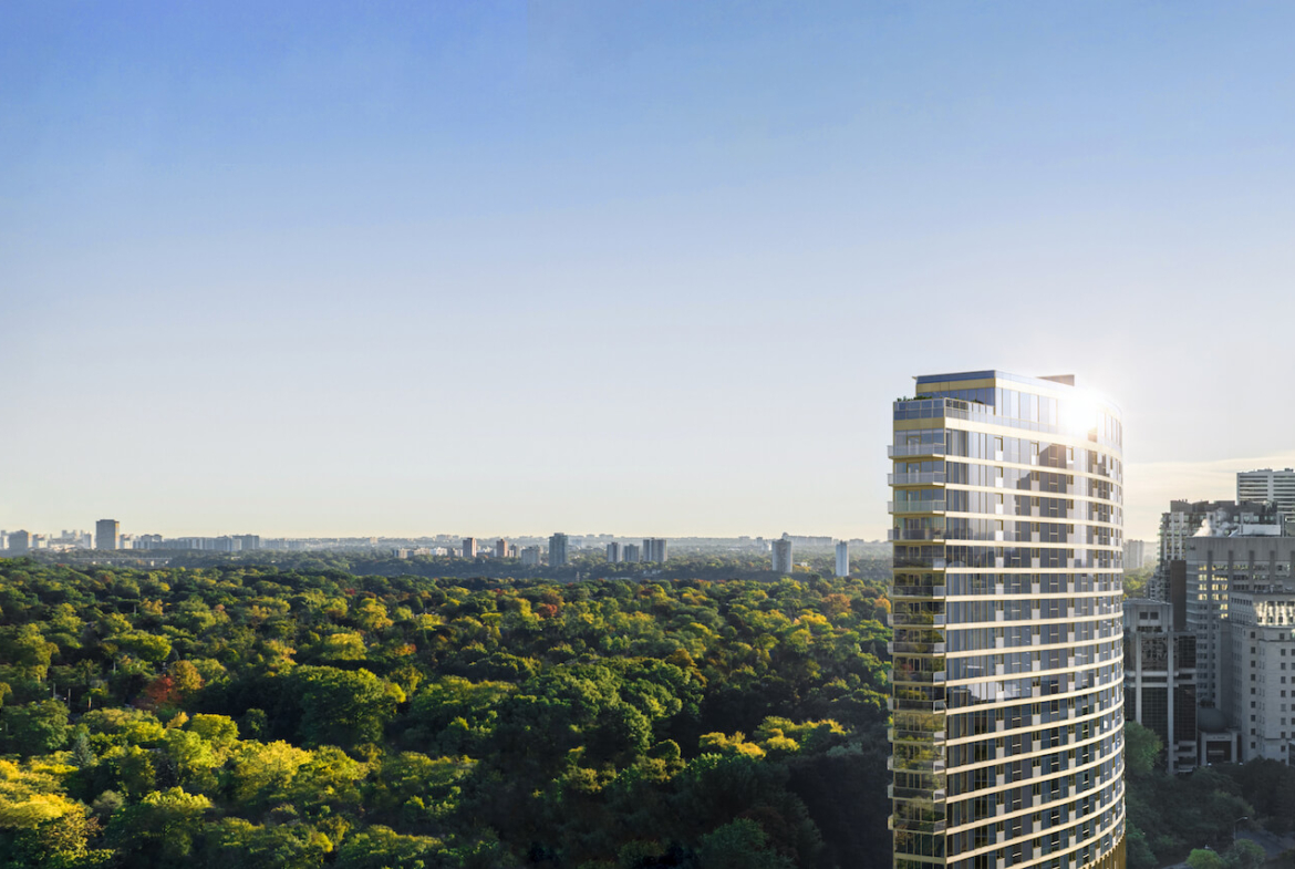 Rendering of Park Road Condos exterior aerial